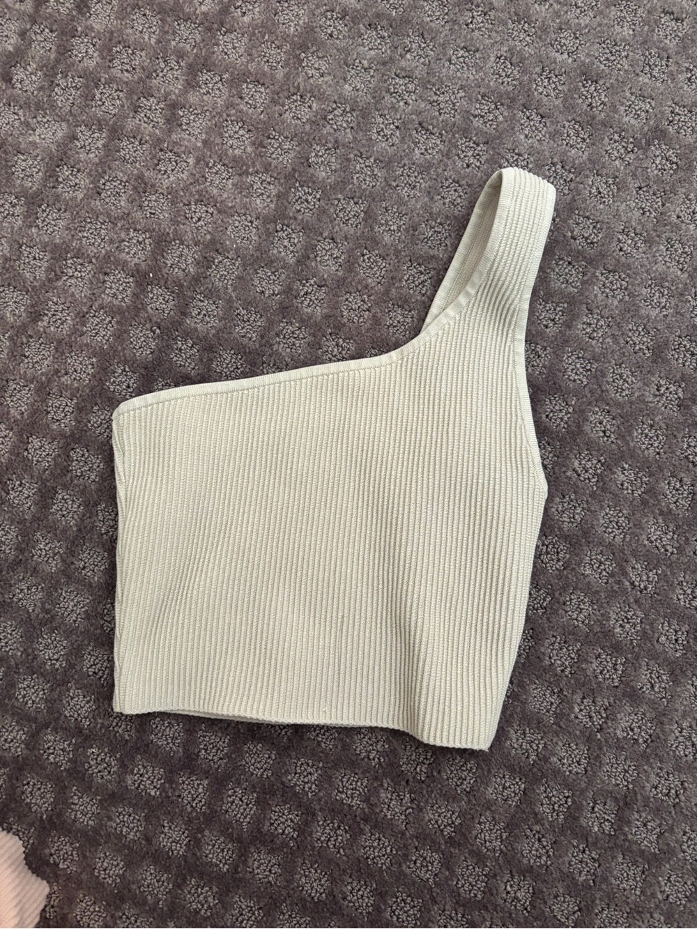 ARITZIA One-Shoulder Ribbed Knit Tank Top in Cream